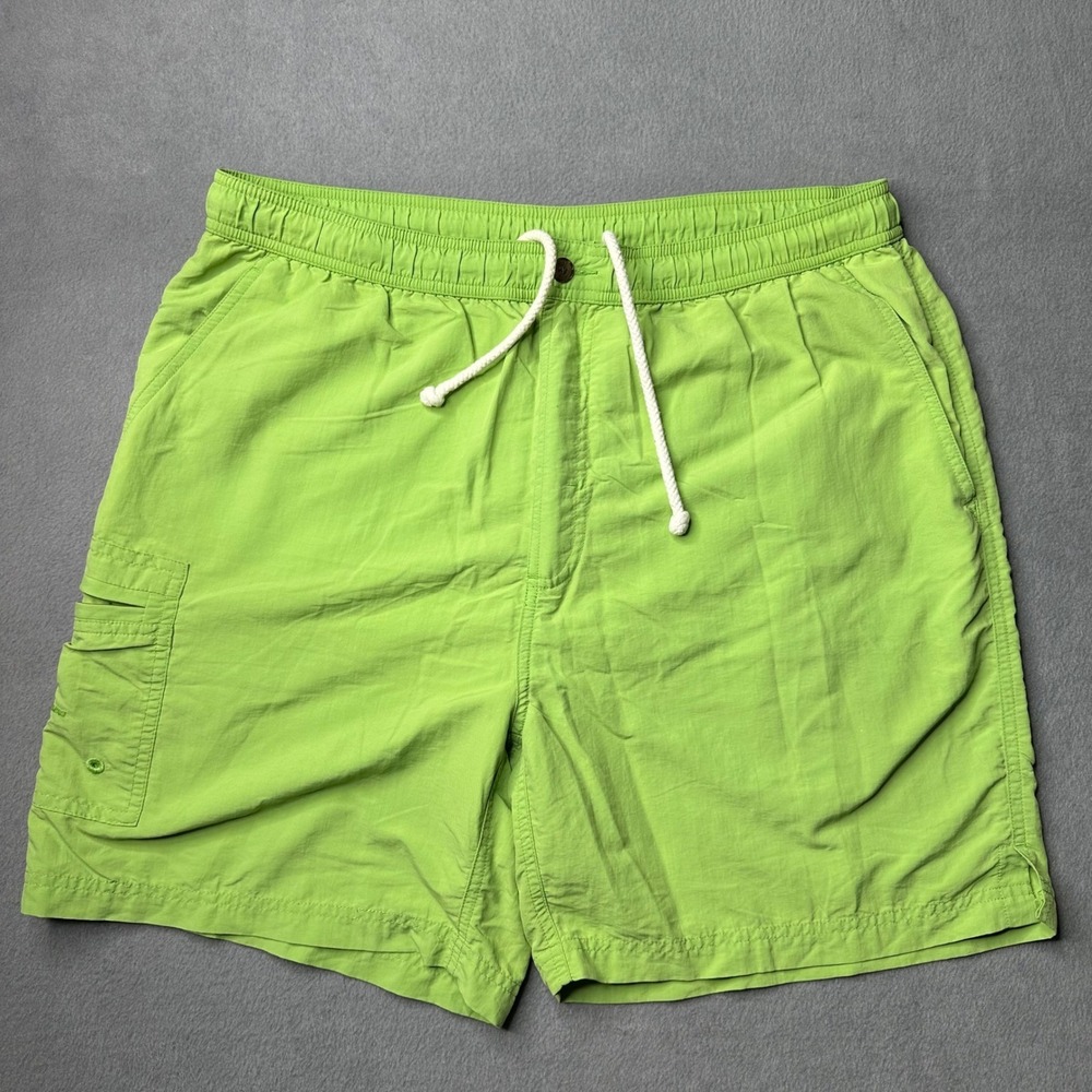 Tommy‎ Bahama Swim Trunks Mens Medium Lime Green Nylon Cargo Mesh Lined Shorts